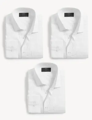 3 pcs. Marks & Spencer regular fit long sleeve shirts, white