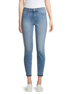 7 For All Mankind Gwenevere Skinny Jeans with Raw Edges, Light Blue