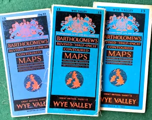 Detailed 1940s to 60s Maps of Wye Valley incl. Cheltenham, Gloucester, Stroud.