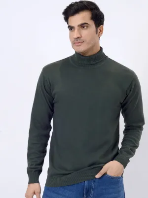 Hunter Green Solid Regular Fit Winter T-Shirt | JadeBlue