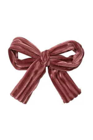 Party Bow Clip - Rose Velvet Stripe