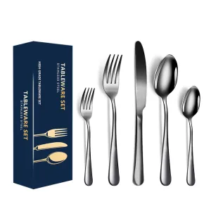 Stainless Steel Tableware Set 5-Piece Western Food Knife, Fork and Spoon 20-Piece Set Gift Set